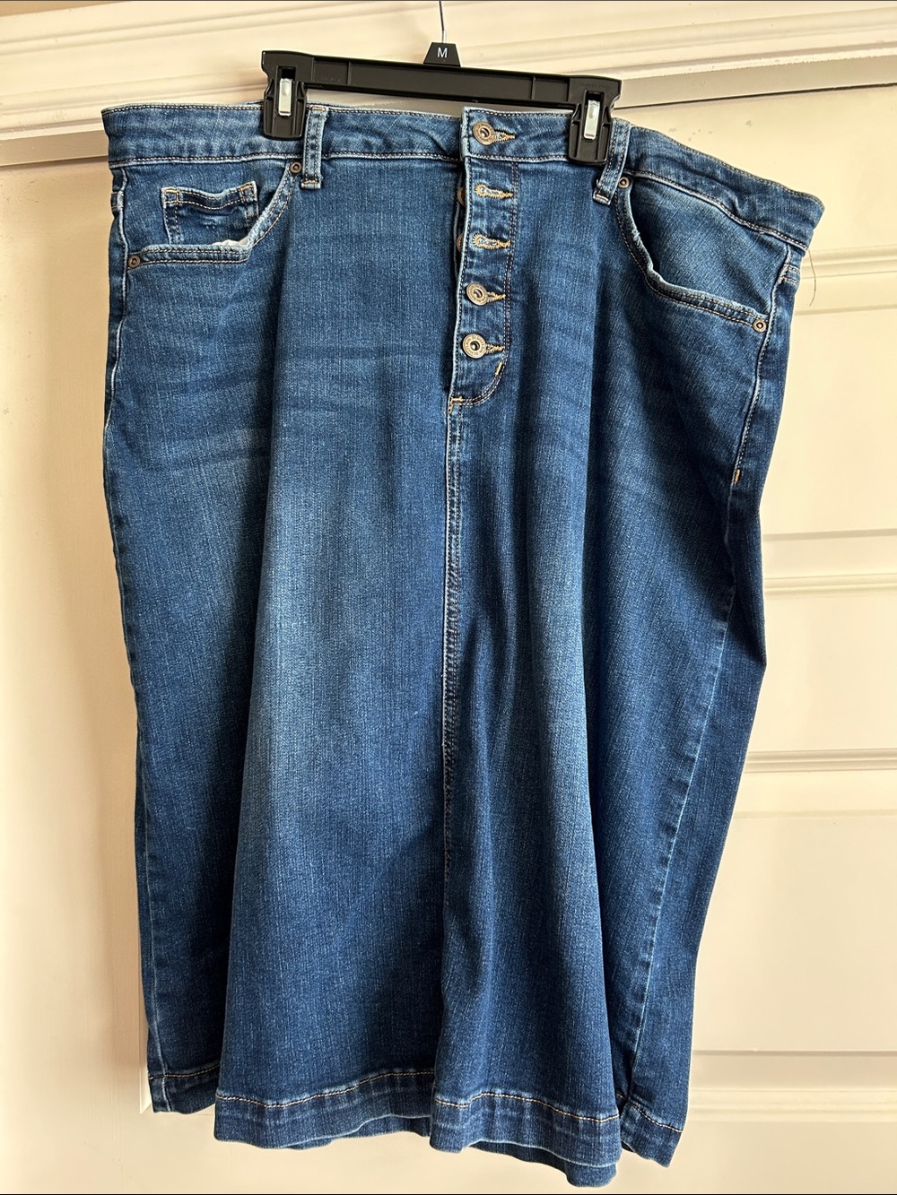 St. John's Bay Blue Button-Front Denim Skirt